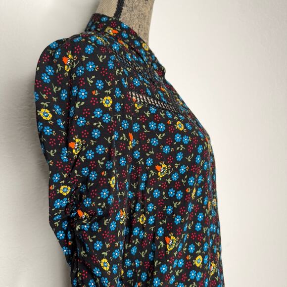 Maje Floral Print Ladder-Seam Snap Button Shirt Women’s Size 1/ Small - Picture 10 of 12